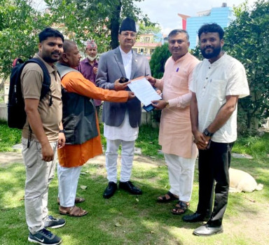 चिनियाँ राजदूतलाई स्पष्टीकरण सोध्न माग गर्दै परराष्ट्रमन्त्रीलाई ज्ञापनपत्र